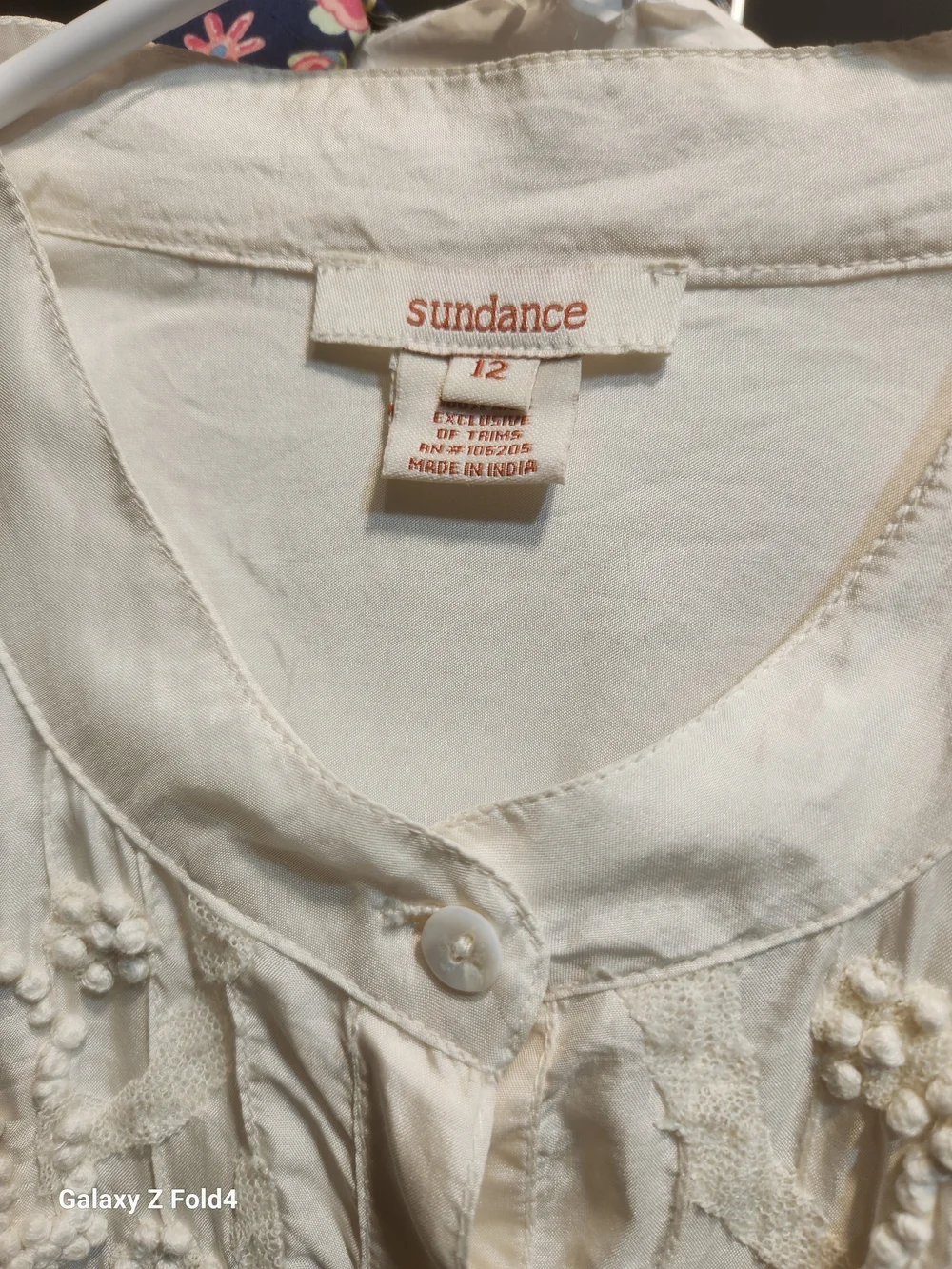 Sundance Ivory Beaded Pintuck Button-Down Blouse Sz12 - Picture 3 of 15